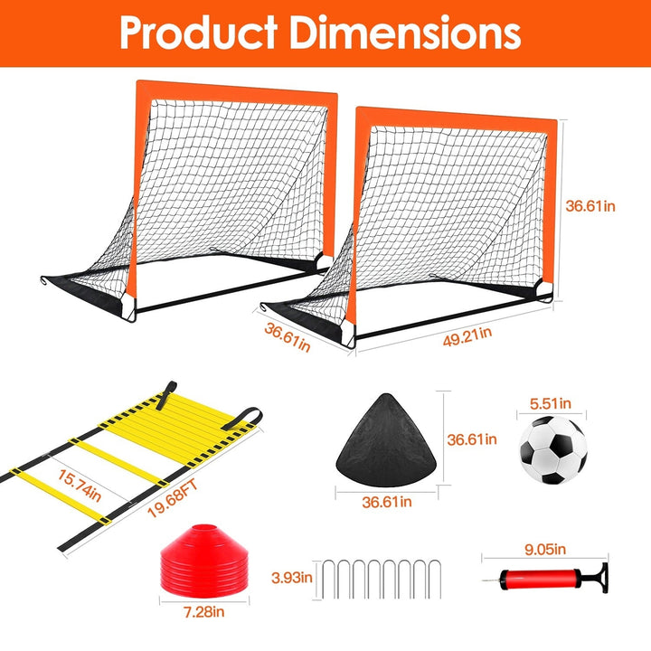 Kids Soccer Goal Training Equipment Set For Backyard Foldable 4x3FT Soccer Net Agility Ladder Image 8