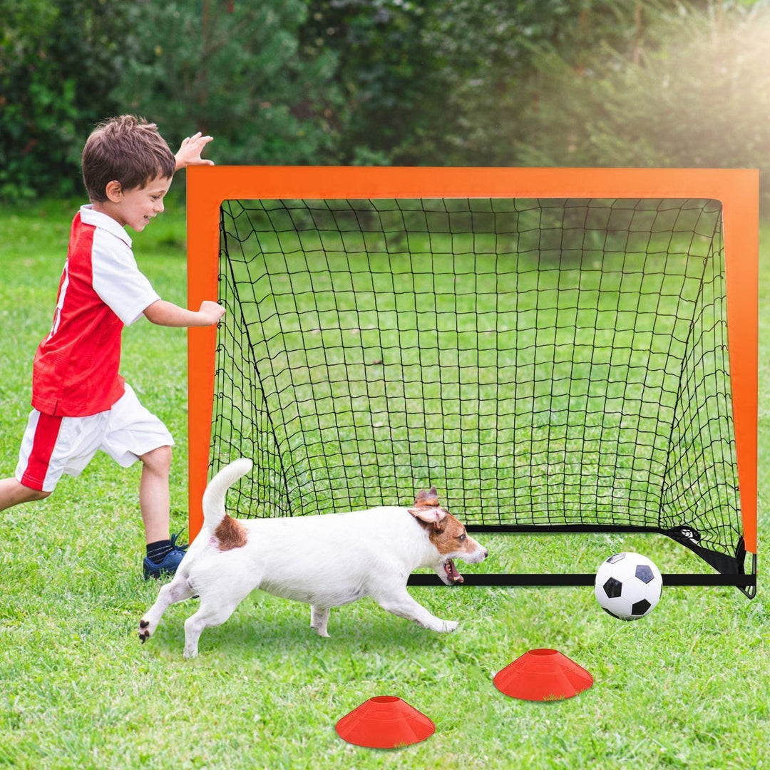 Kids Soccer Goal Training Equipment Set For Backyard Foldable 4x3FT Soccer Net Agility Ladder Image 9