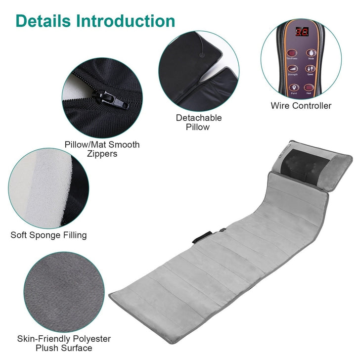 Full Body Electric Massage Mat with Heat Vibration Massage Pad Cushion Image 4