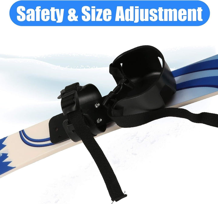 Snow Ski and Pole Set with Bindings Ski Boards for Kids Age 2 to 4 Beginners Blue Image 4