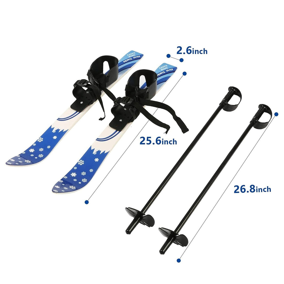 Snow Ski and Pole Set with Bindings Ski Boards for Kids Age 2 to 4 Beginners Blue Image 8