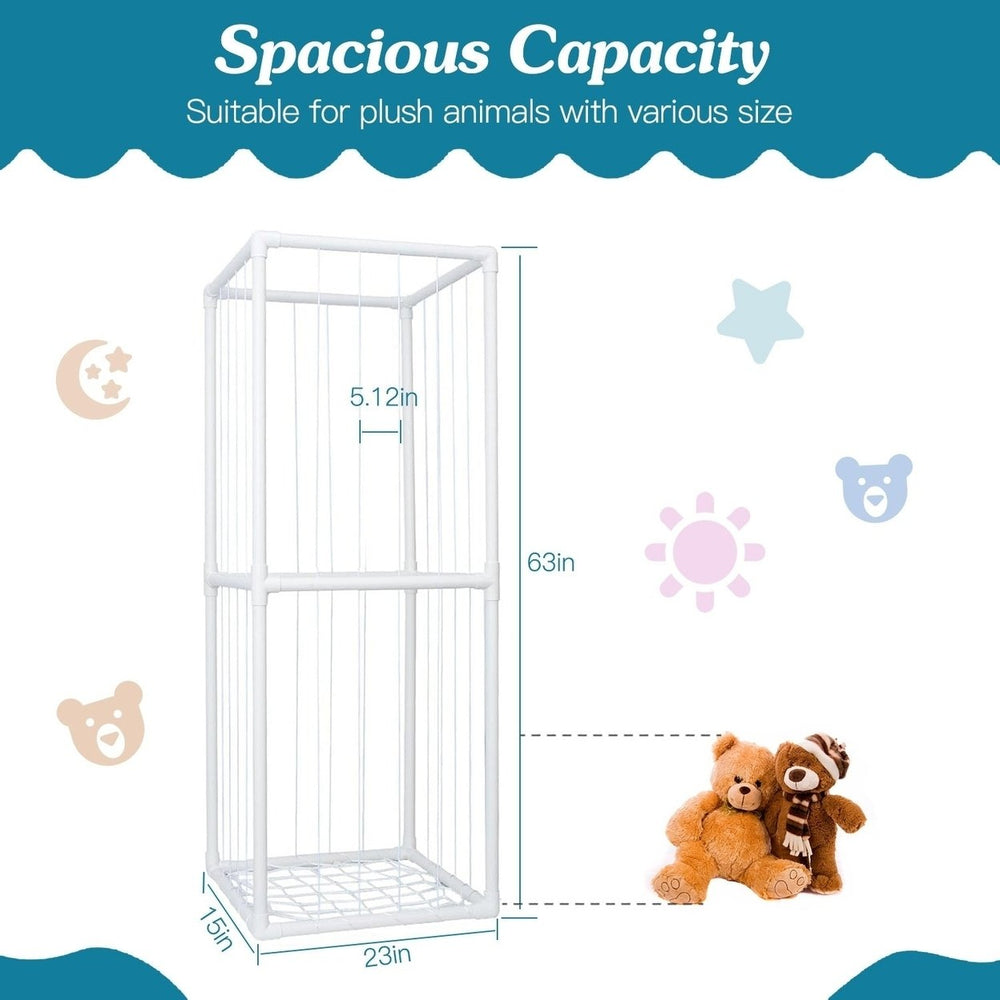 Stuffed Animal Storage PVC Plush Organizer Shelf Plush Stuffed Animal Holder Standing Kids Toy Storage Cage Image 2