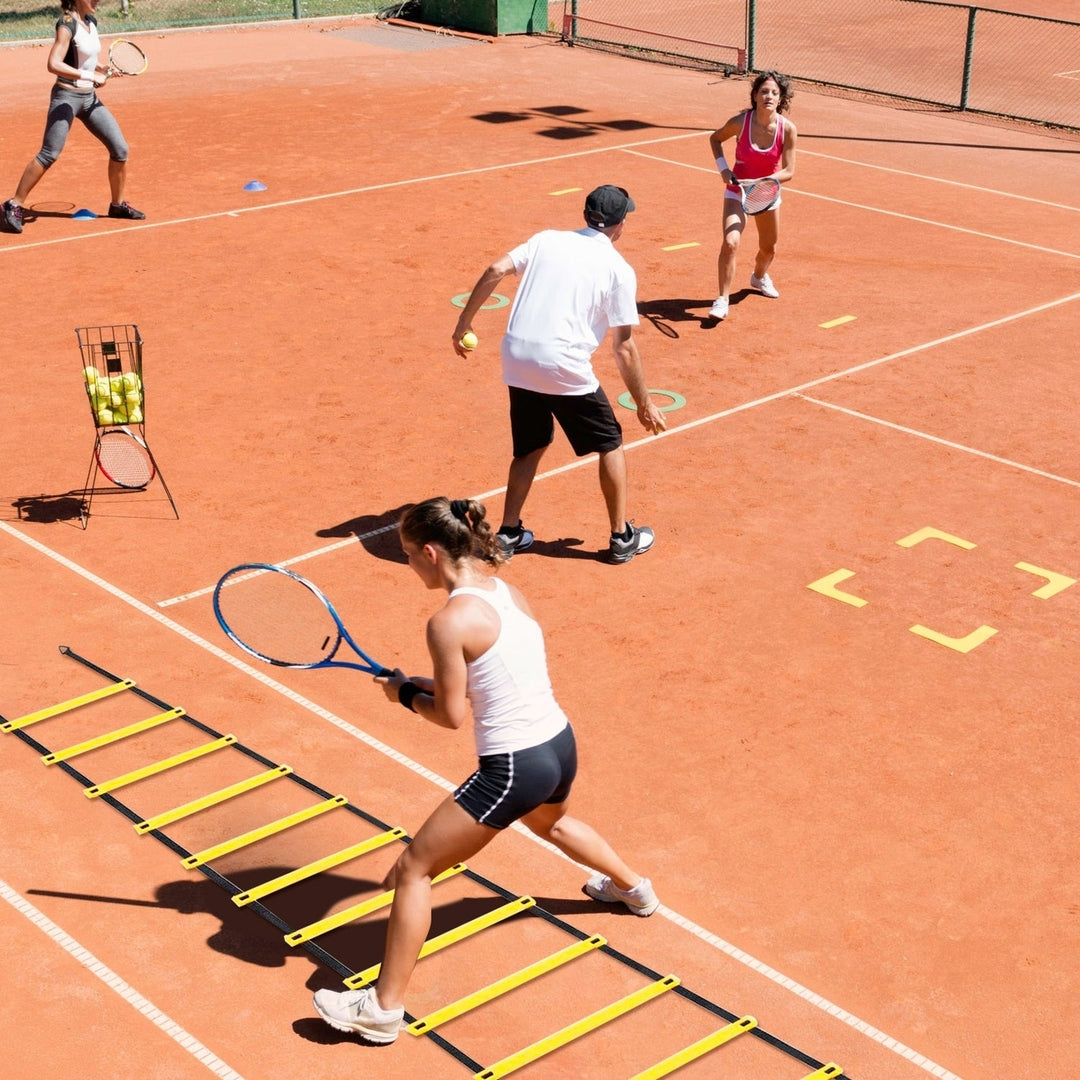 Speed Agility Training Equipment Set For Pro Beginner Including Cones Parachute Stakes Hurdles 19.68FT Ladder Image 9