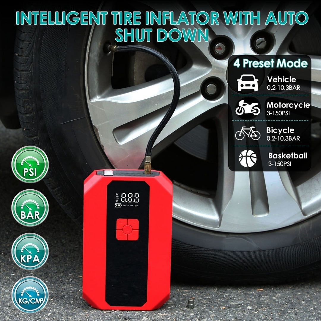 Portable Car Jump Starter Air Compressor 1500A 400PSI Car Battery Charger Jump Starter Power Bank LED Flashlight Digital Image 4