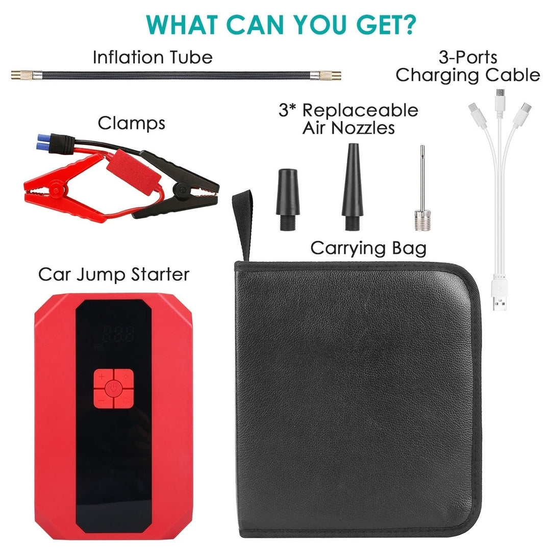 Portable Car Jump Starter Air Compressor 1500A 400PSI Car Battery Charger Jump Starter Power Bank LED Flashlight Digital Image 7