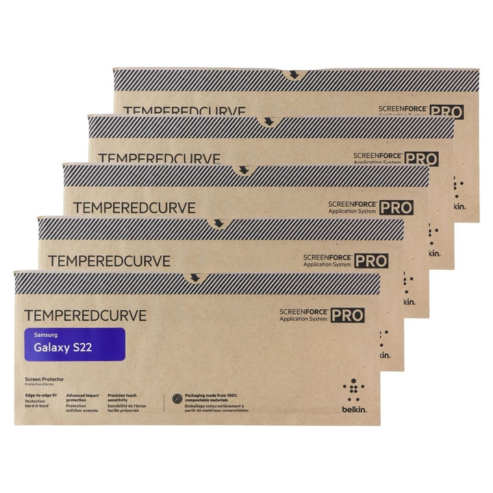 Belkin ScreenForce Pro TemperedCurve Screen Protector for Galaxy S22 - 5Pk BULK Image 1