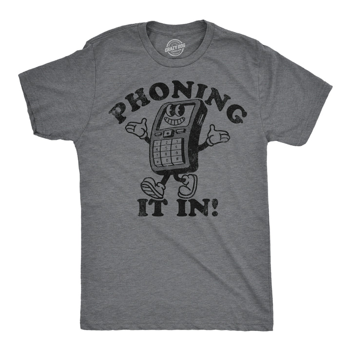 Mens Funny T Shirts Phoning It In Sarcastic Lazy Graphic Tee For Men Image 4