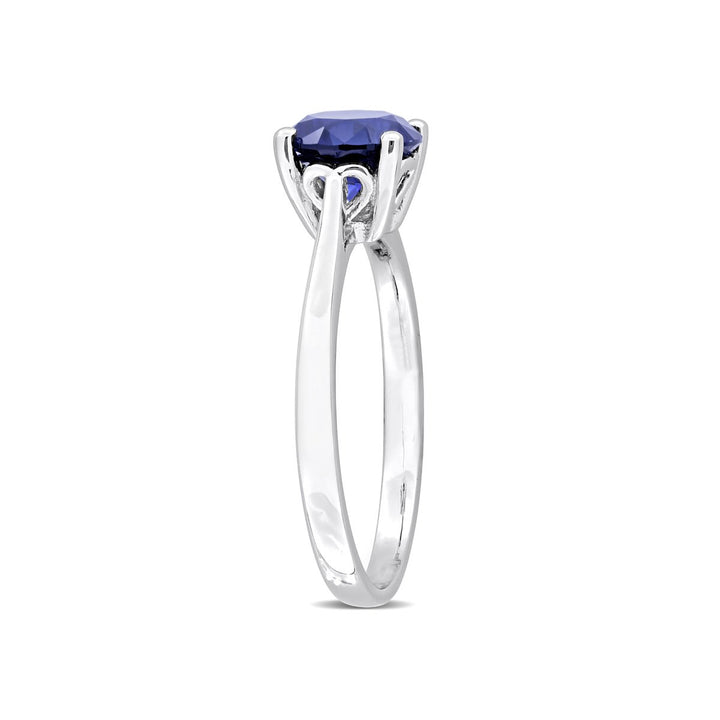 1.61 Carat (ctw) Lab-Created Blue Sapphire Solitaire Ring in Sterling Silver Image 2