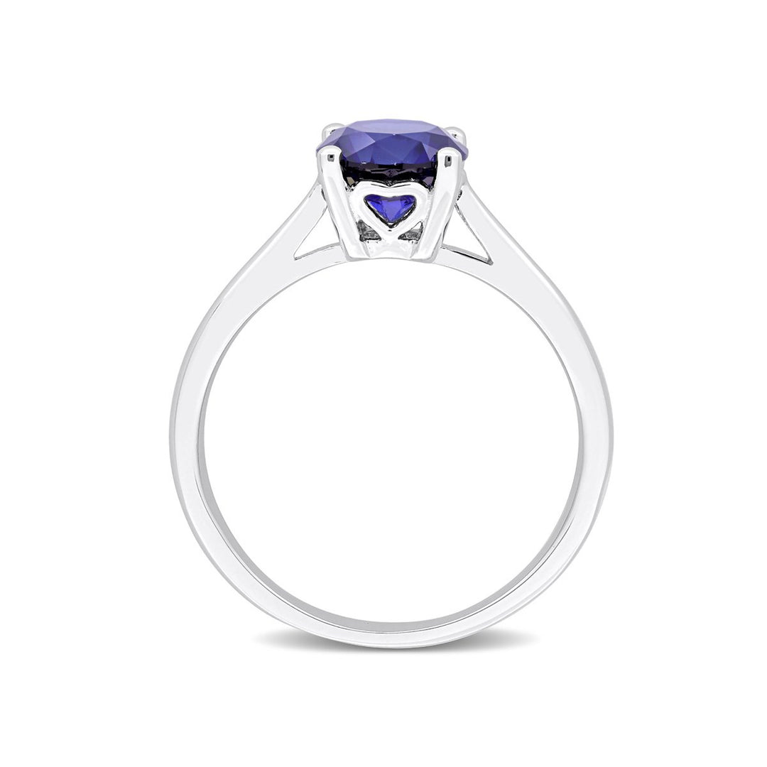 1.61 Carat (ctw) Lab-Created Blue Sapphire Solitaire Ring in Sterling Silver Image 4