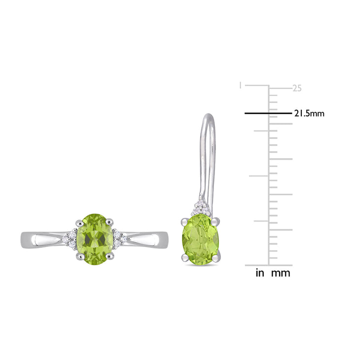 4/5 Carat (ctw) Green Peridot Ring and Earrings Set in Sterling Silver Image 3