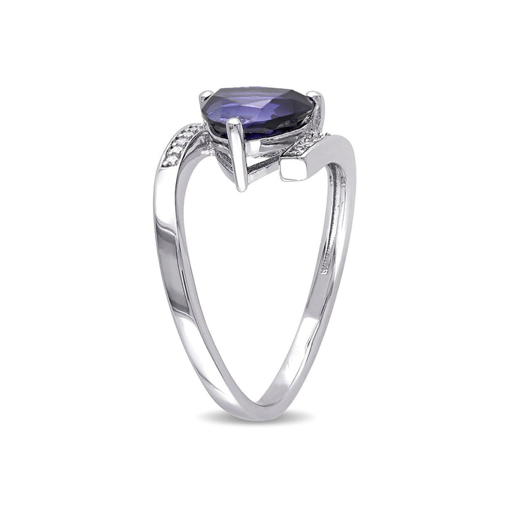 2.40 Carat (ctw) Lab-Created Blue Sapphire Trillion Ring in Sterling Silver Image 3