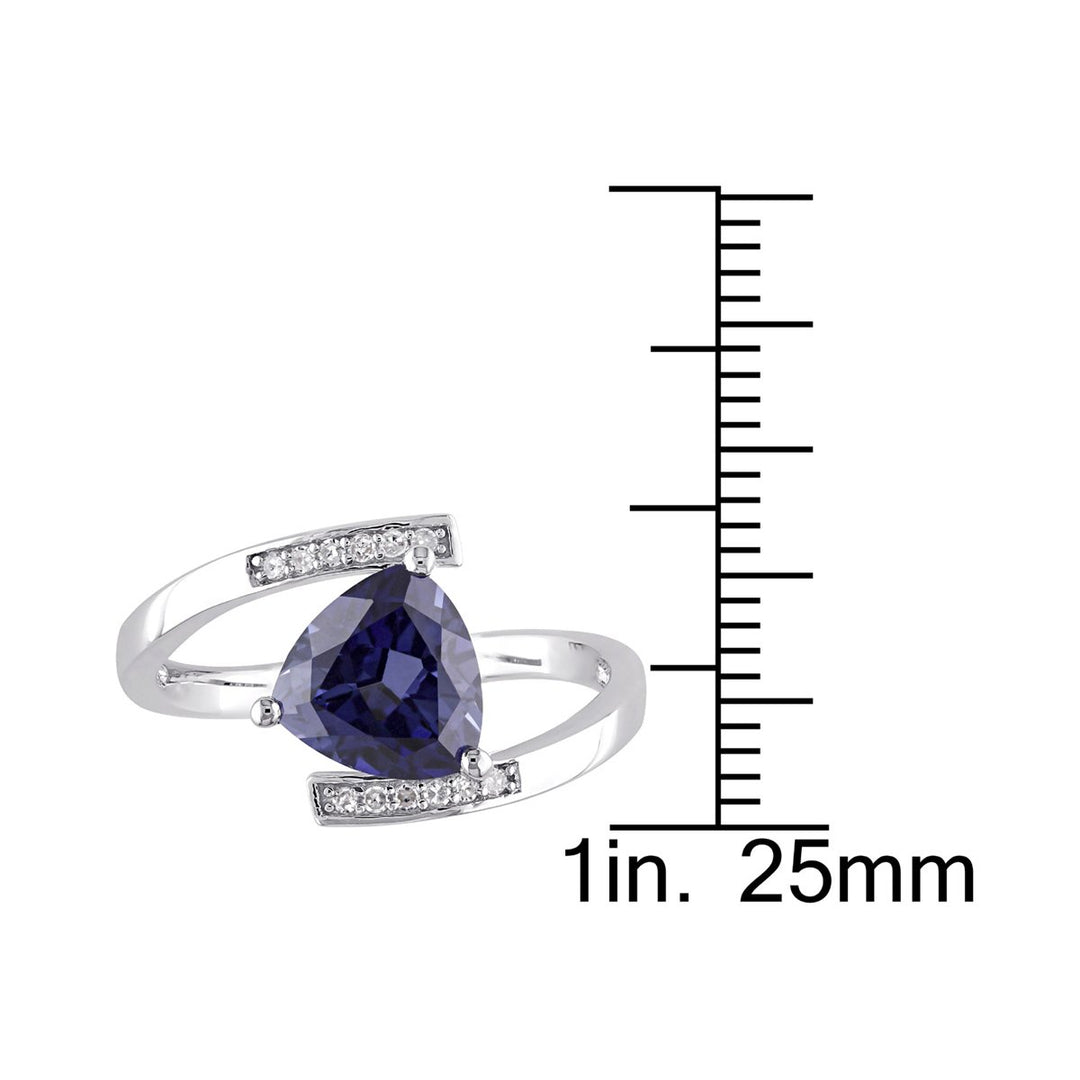 2.40 Carat (ctw) Lab-Created Blue Sapphire Trillion Ring in Sterling Silver Image 4