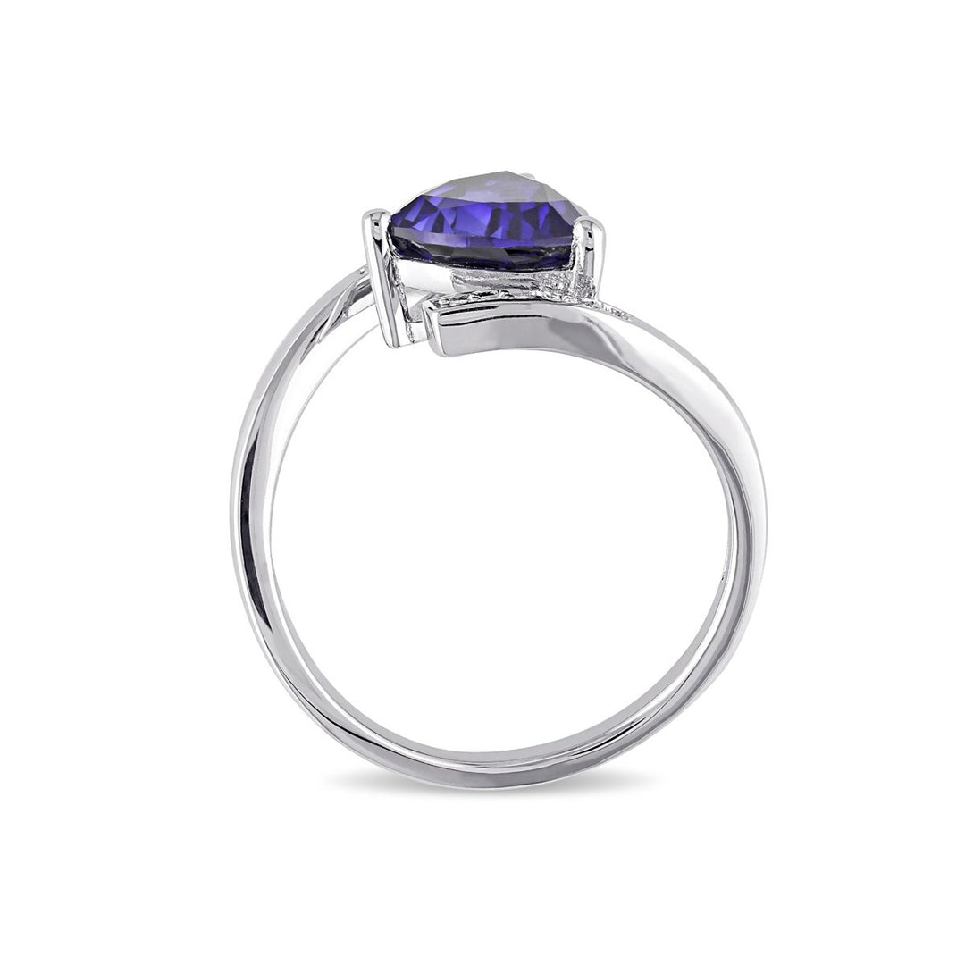 2.40 Carat (ctw) Lab-Created Blue Sapphire Trillion Ring in Sterling Silver Image 4