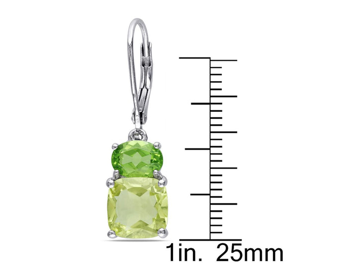 5.94 Carat (ctw) Lemon Quartz and Peridot Dangle Earrings in Sterling Silver Image 3