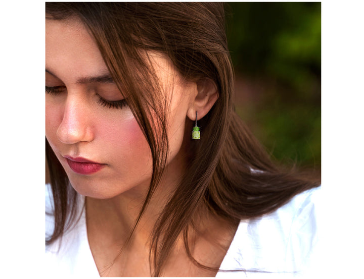 5.94 Carat (ctw) Lemon Quartz and Peridot Dangle Earrings in Sterling Silver Image 4