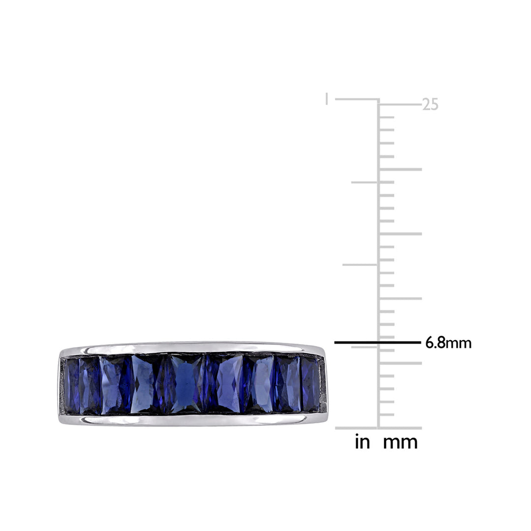 2.70 Carat (ctw) Lab-Created Blue Sapphire Baguette-Cut Band Ring in Sterling Silver Image 3