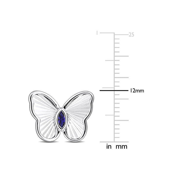 1/4 Carat (ctw) Lab-Created Blue Sapphire Buttrerfly Charm Earrings in Sterling Silver Image 3