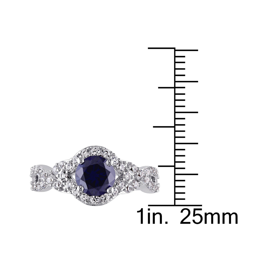 2.09 Carat (ctw) Lab-Created Blue Sapphire and White Sapphire Twist Ring in Sterling Silver Image 4