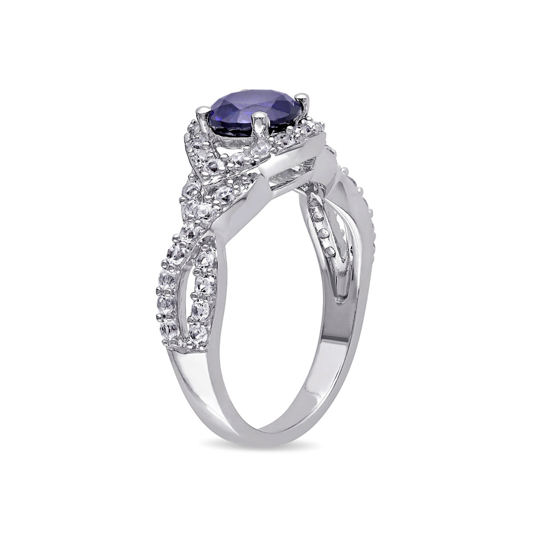 2.09 Carat (ctw) Lab-Created Blue Sapphire and White Sapphire Twist Ring in Sterling Silver Image 4