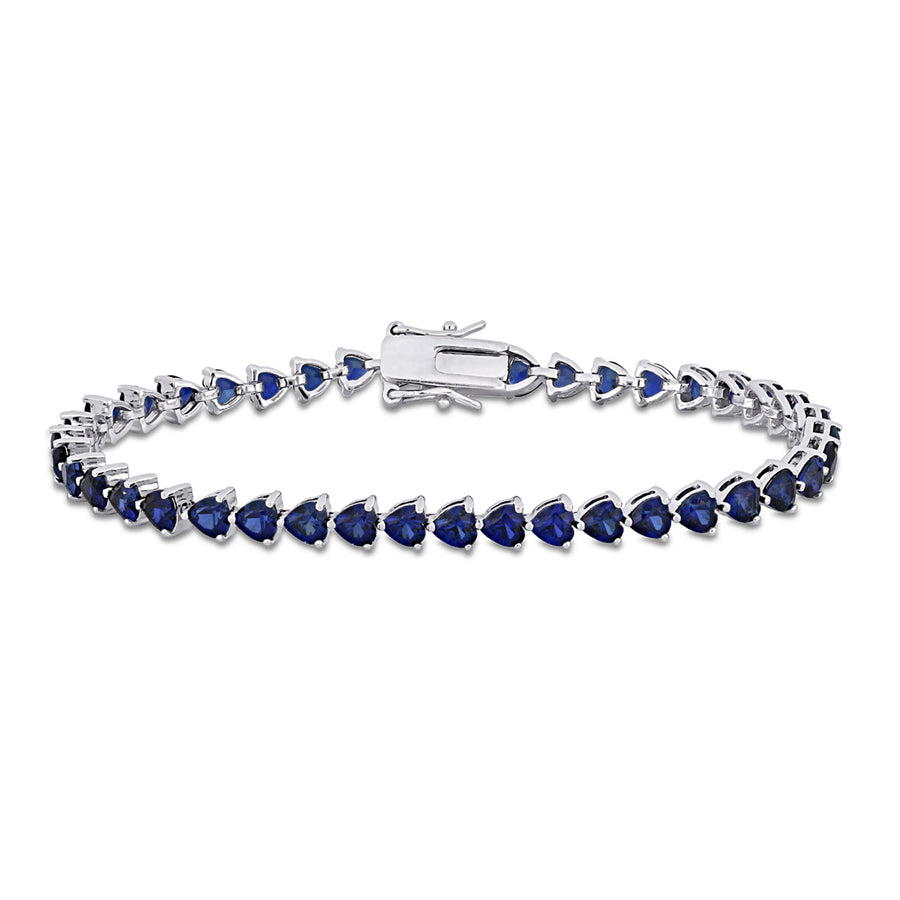 11.40 Carat (ctw) Lab-Created Blue Sapphire Heart Bracelet in Sterling Silver (7.50 Inches) Image 1