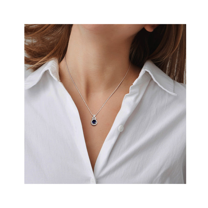 1.71 Carat (ctw) Lab-Created Blue and White Sapphire Infinity Pendant Necklace in Sterling Silver with Chain Image 4