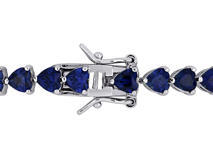 11.40 Carat (ctw) Lab-Created Blue Sapphire Heart Bracelet in Sterling Silver (7.50 Inches) Image 3