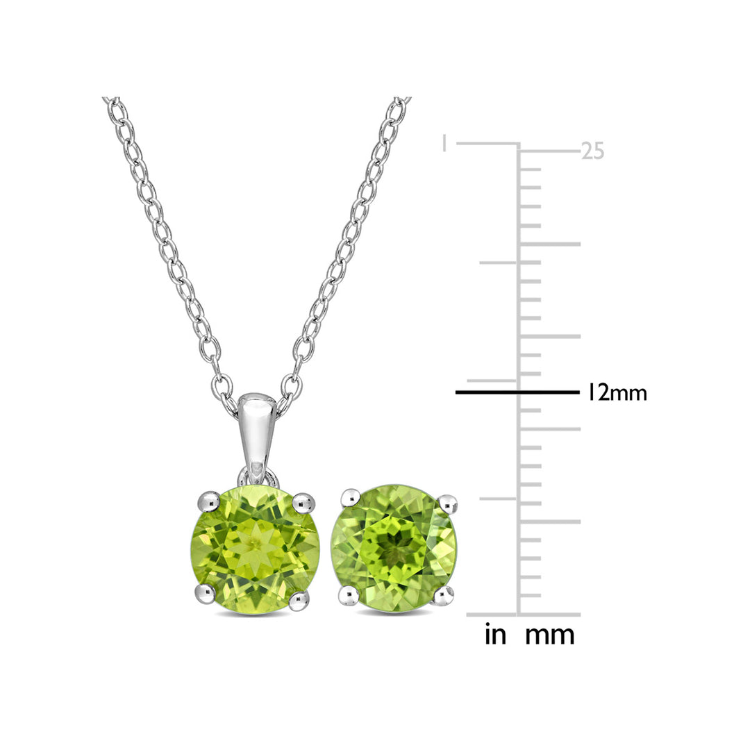 1.50 Carat (ctw) Peridot Solitaire Earrings and Pendant Set in Sterling Silver Image 2