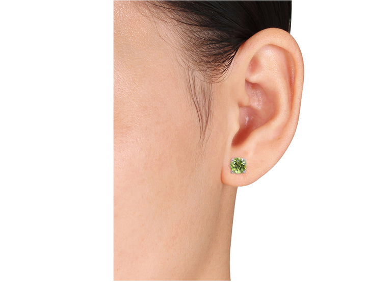 1.50 Carat (ctw) Peridot Solitaire Earrings and Pendant Set in Sterling Silver Image 4