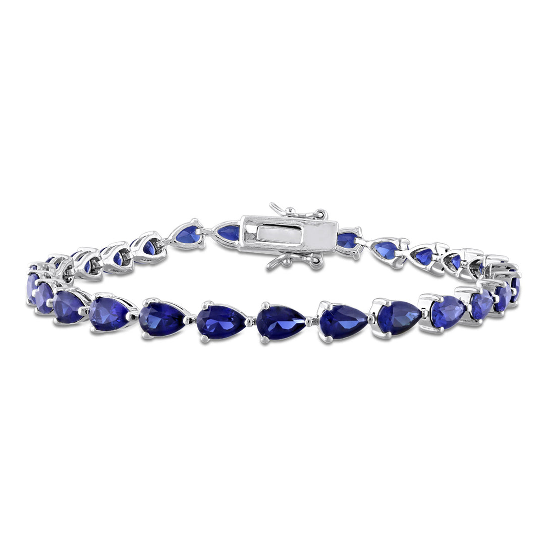 13.50 Carat (ctw) Lab-Created Blue Sapphire Bracelet in Sterling Silver (7.50 Inches) Image 1