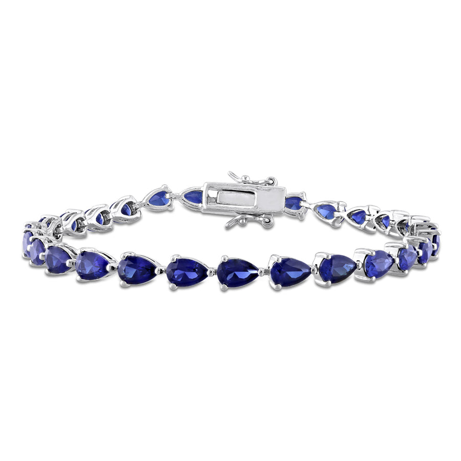 13.50 Carat (ctw) Lab-Created Blue Sapphire Bracelet in Sterling Silver (7.50 Inches) Image 1