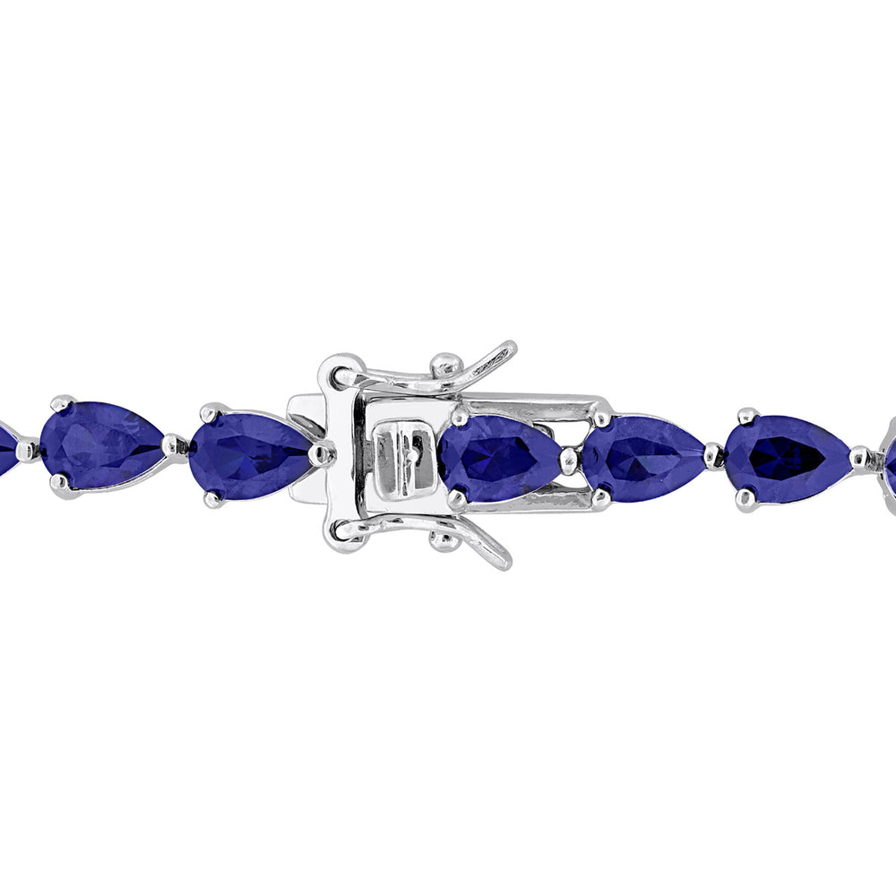 13.50 Carat (ctw) Lab-Created Blue Sapphire Bracelet in Sterling Silver (7.50 Inches) Image 2