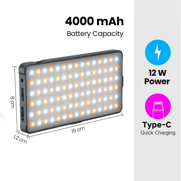 Genaray RGB Video Light Panel 3.7V 4000mAh LED with CCT 2500-9900K Compact Image 3