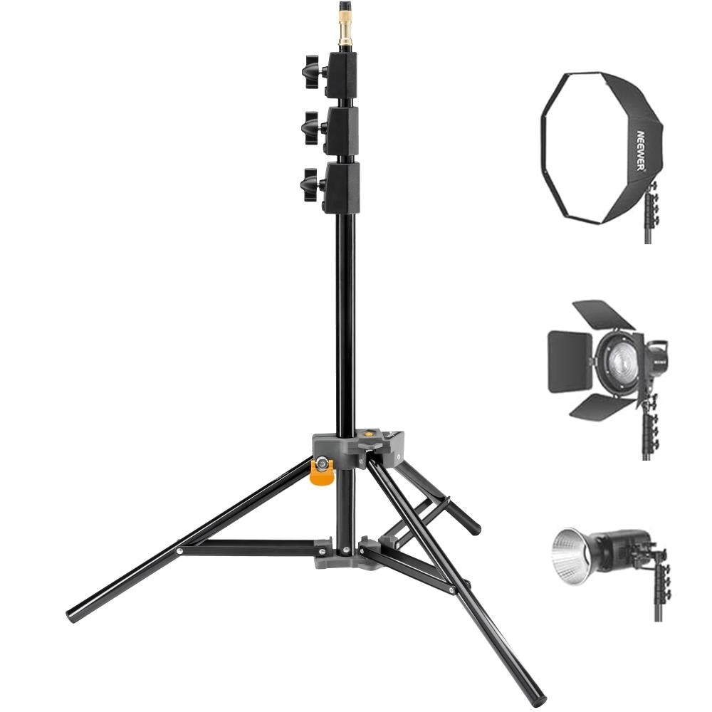 Impact Aluminum Interlocking Air-Cushioned Light Stand 7ft Portable Tripod Black Image 1