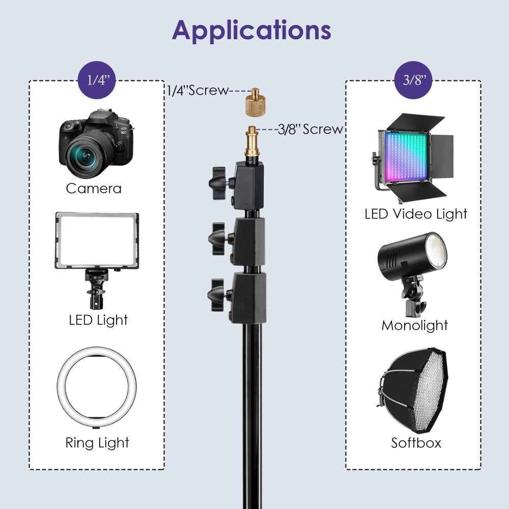 Impact Aluminum Interlocking Air-Cushioned Light Stand 7ft Portable Tripod Black Image 4