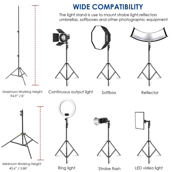 Impact Aluminum Interlocking Air Cushioned Light Stand 7.9 ft Portable Tripod Image 2