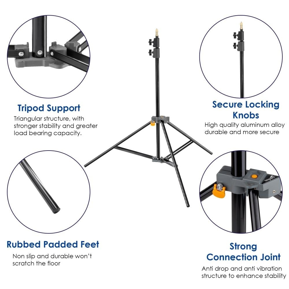 Impact Aluminum Interlocking Air Cushioned Light Stand 7.9 ft Portable Tripod Image 6