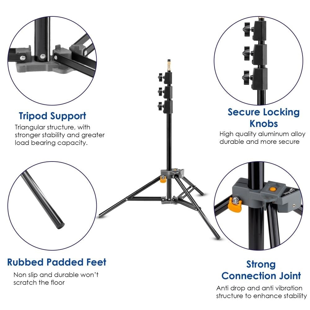 Impact 12ft Aluminum Air Cushioned Light Stand Photography Portable Tripod Black Image 8