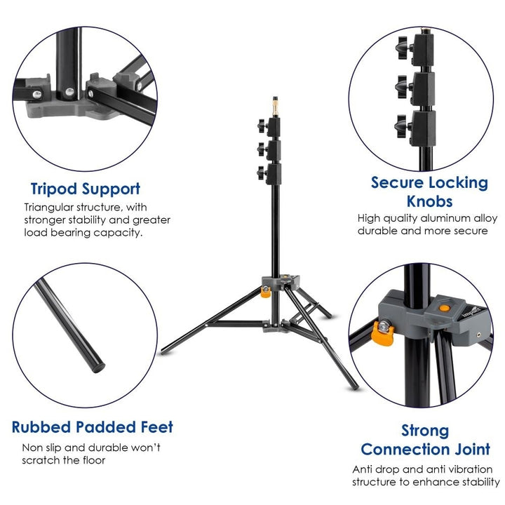 Impact 12ft Aluminum Air Cushioned Light Stand Photography Portable Tripod Black Image 8