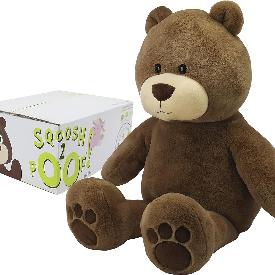 Sqoosh2Poof 54" Giant Brown Bear Plush Stuffed Animal with Interactive Surprise Image 1