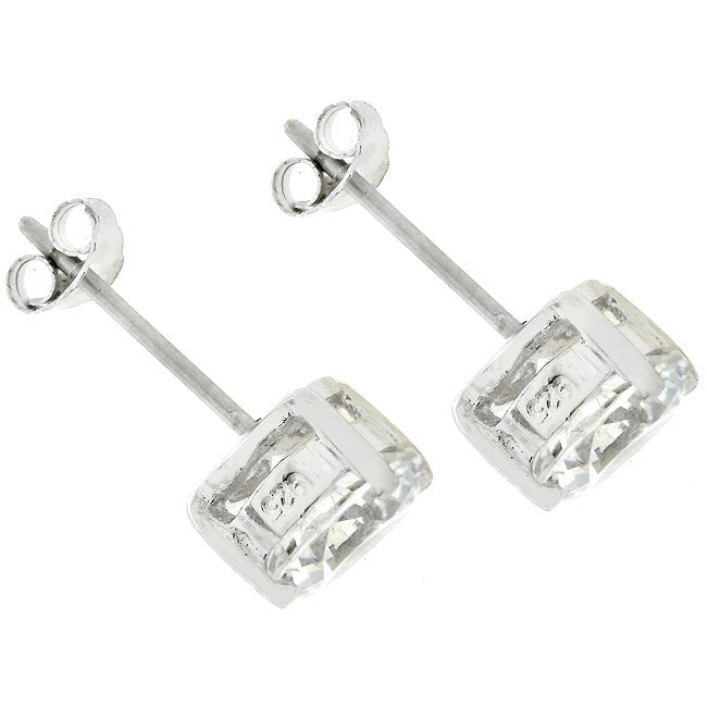 Dg Silver Delights Clear .925 Sterling Silver Round Studs 6.25 MM Earrings Image 2