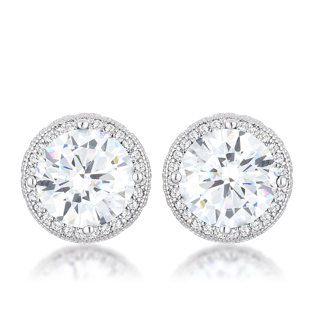 Dg Silver Delights 5.84 Ct Rhodium Clear CZ Round Halo Earrings Image 1