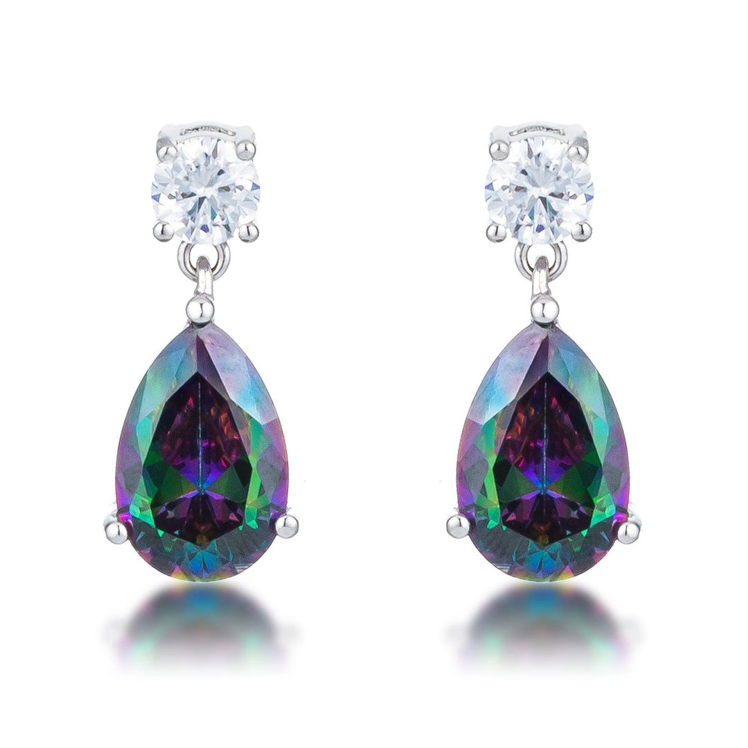 Dg Silver Delights 9 9.9Ct Rhodium Mystic Iridescent Teardrop Earrings Image 1