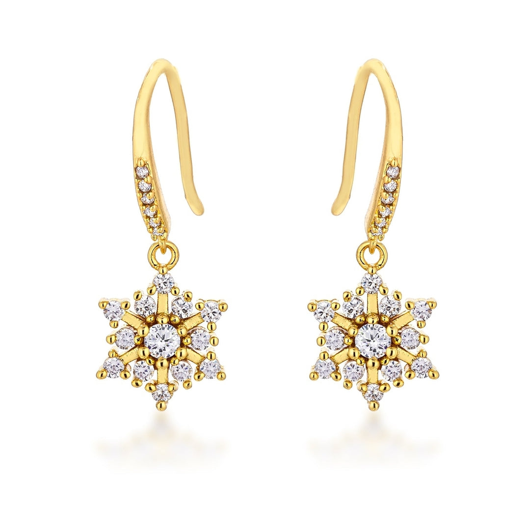 Dg Silver Delights Dainty Gold Plated Snowflake Drop Earrings Image 1