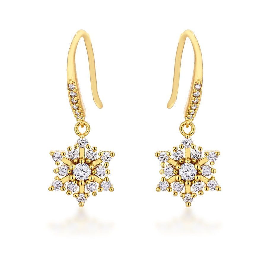 Dg Silver Delights Dainty Gold Plated Snowflake Drop Earrings Image 1