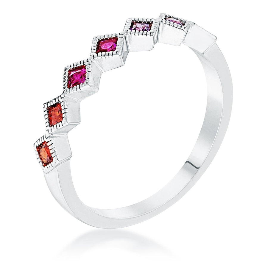 Dg Silver Delights Rhodium Plated Multi-Color Septem Princess Cut Half Eternity Band Image 1