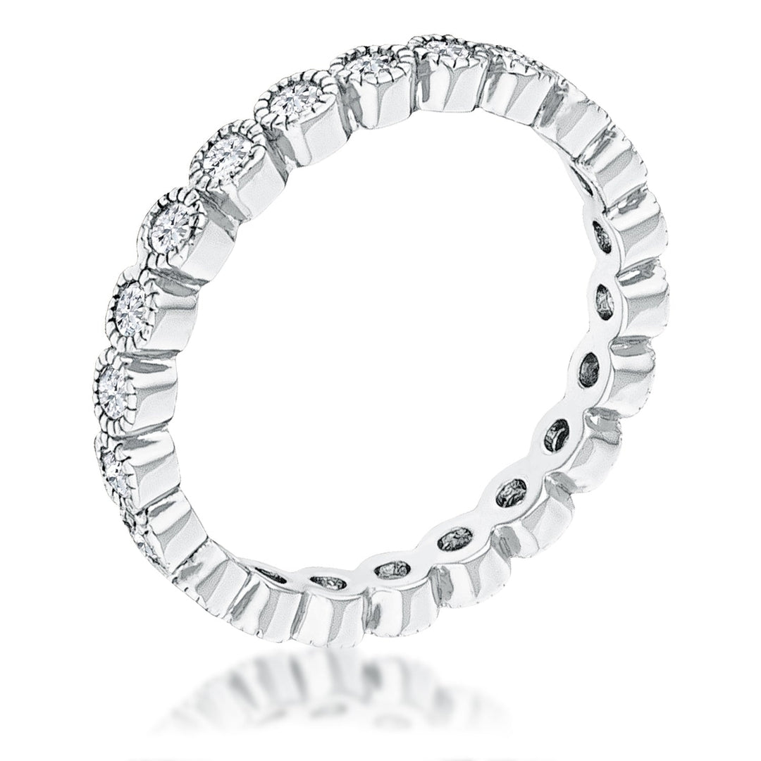 Dg Silver Delights Rhodium Plated Dotted Clear CZ Round Bezel Eternity Ring Image 1