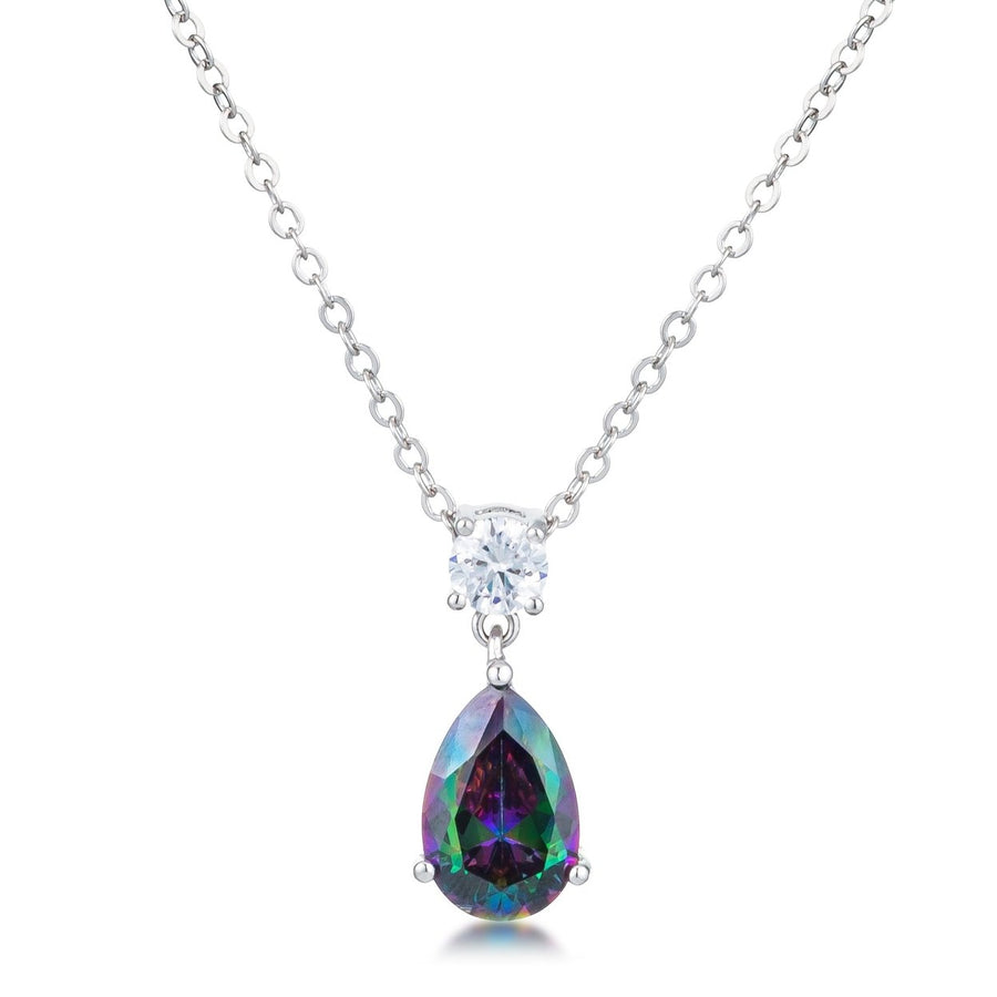 Dg Silver Delights 4.95Ct Rhodium Mystic Iridescent Teardrop Pendant Image 1