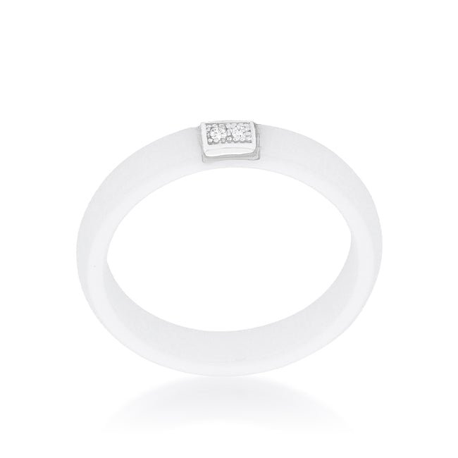 Dg Silver Delights White Ceramic Band Ring With Cubic Zirconia Image 1