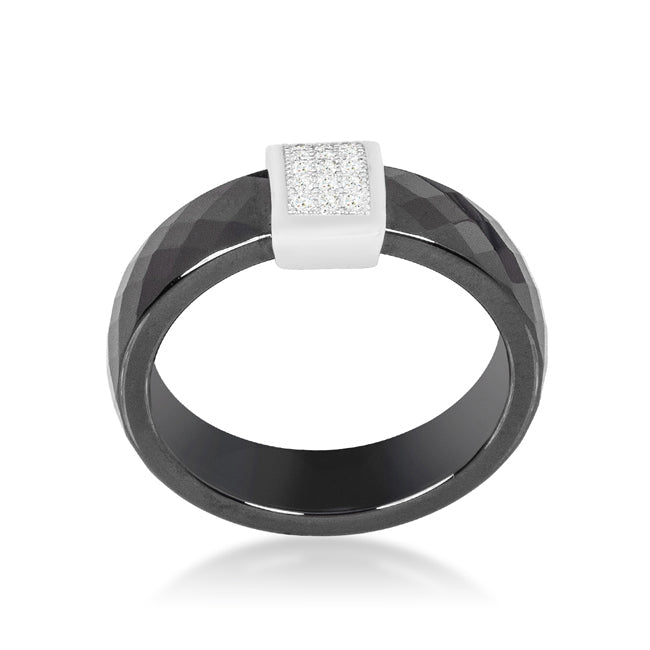 Dg Silver Delights Black Ceramic Cocktail Ring Image 1