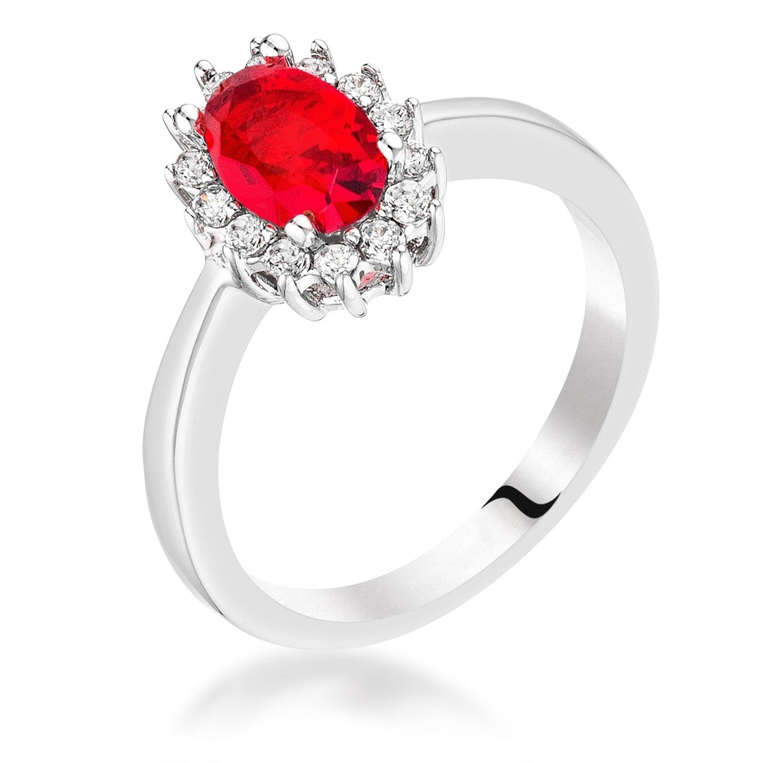 Dg Silver Delights Ruby Red CZ Petite Oval Ring Image 1